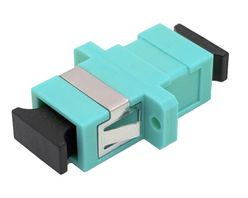 SC Simplex Kupplung, Kunststoffgeh&auml;use, Multimode t&uuml;rkis OM3