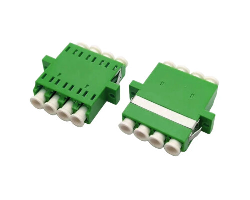 LC APC 4-fach Kupplung, Kunststoffgeh&auml;use, Singlemode, gr&uuml;n