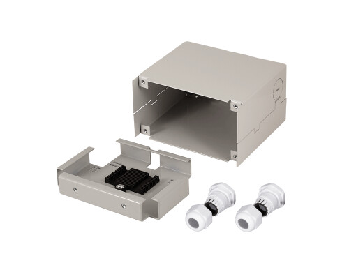 Industrie-Splei&szlig;geh&auml;use f&uuml;r Hutschiene, Metallgeh&auml;use, 61 x 115 x 113 mm, ohne Frontblende