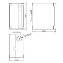 Industrie-Splei&szlig;geh&auml;use f&uuml;r Hutschiene, Metallgeh&auml;use, 61 x 115 x 113 mm, ohne Frontblende