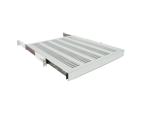 19" Ausziehbarer Fachboden T=400 mm, Lichtgrau