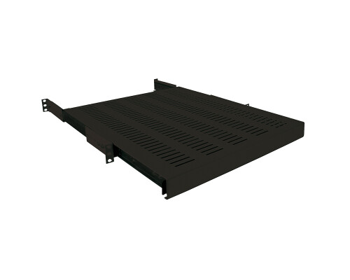 19" Ausziehbarer Fachboden T=600 mm, Schwarz