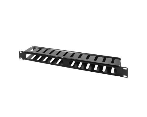 19" Kabelpanel 1HE, mit Abdeckung, schwarz