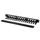 19" Kabelpanel 1HE, mit Abdeckung, schwarz