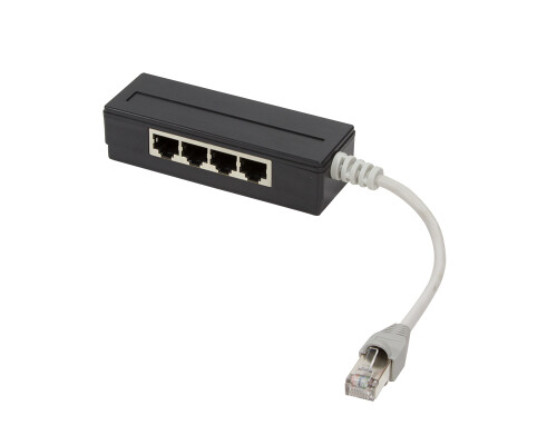 5 Port RJ45 Splitter, geschirmt, mit 15 cm Kabel
