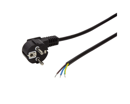 Anschlusskabel, Schutzkontaktstecker 90&deg; zu offenem Kabelende, 1,50m, schwarz