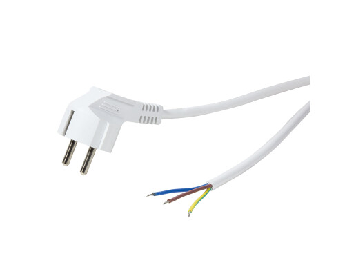 Anschlusskabel, Schutzkontaktstecker 90&deg; zu offenem Kabelende, 1,50m, wei&szlig;
