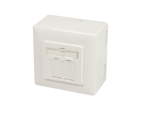 Cat.6A Netzwerkdose UP+AP, 2x RJ45, geschirmt, reinwei&szlig;