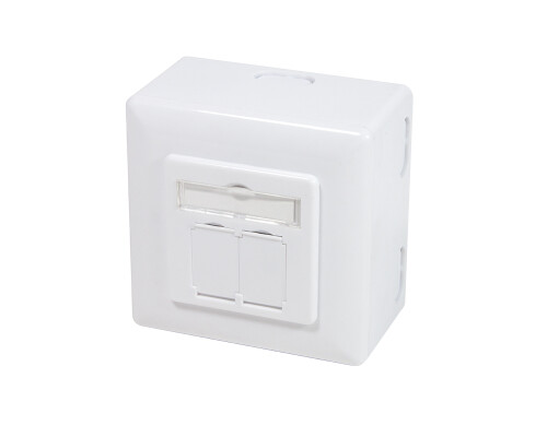 Cat.6A Netzwerkdose UP+AP, 2x RJ45, geschirmt, signalwei&szlig;