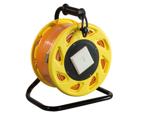 CAT.7A 1200 MHz Netzwerkkabel auf Trommel, mit Cat.6A RJ45 Anschlussbuchsen, 90m, orange