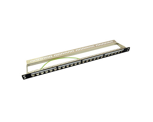 Keystone Modular Verteilerfeld 0.5HE f&uuml;r 24 Keystone Module, geschirmt, schwarz, leer
