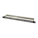 Keystone Modular Verteilerfeld 0.5HE f&uuml;r 24 Keystone Module, geschirmt, schwarz, leer