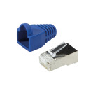 Modularstecker CAT5e mit Knickschutzh&uuml;lle blau 100...