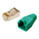 Modularstecker CAT5e mit Knickschutzh&uuml;lle gr&uuml;n...