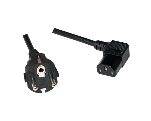 Netzkabel, Schutzkontaktstecker auf Kaltger&auml;tebuchse IEC C13 90&deg;, 5m, schwarz