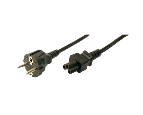 Netzkabel, Schutzkontaktstecker auf Kaltger&auml;tebuchse IEC C5, 1,80m, schwarz