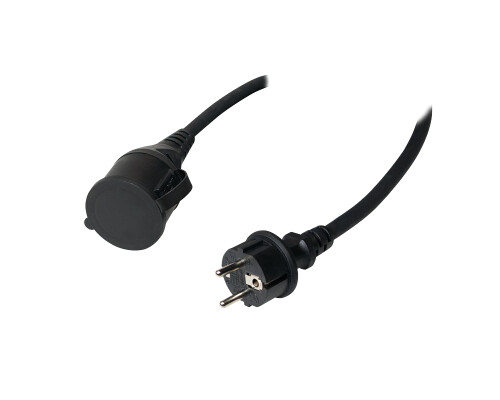 Netzkabelverl&auml;ngerung Outdoor, Schutzkontaktstecker auf Schutzkontakt buchse, 5m, schwarz