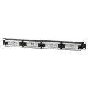 Cat.6 Patchpanel 24-Port UTP, 180&deg; Anschluss, 19" Einbau, 1 HE, schwarz
