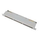 Cat.6A Patchpanel 24 Ports, geschirmt, 19" Einbau, 1 HE, hellgrau