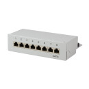 Cat.6 Patchpanel 8 Ports, geschirmt, Desktop, hellgrau
