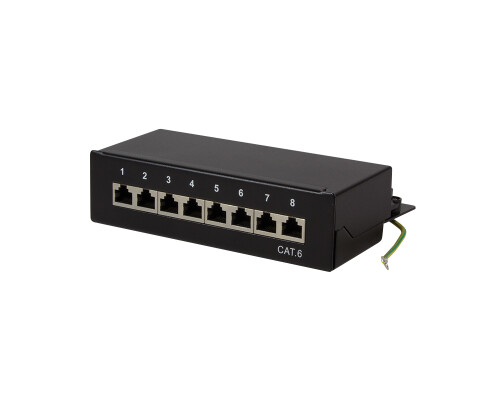 Cat.6 Patchpanel 8 Ports, geschirmt, Desktop, schwarz