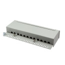 Cat.6A Patchpanel 12 Ports, geschirmt, Desktop, hellgrau