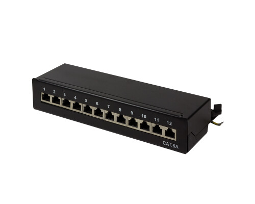 Cat.6A Patchpanel 12 Ports, geschirmt, Desktop, schwarz