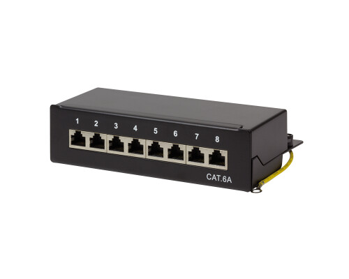 Cat.6A Patchpanel 8 Ports, geschirmt, Desktop, schwarz