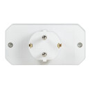 Steckdosenadapter, 2x Euro + 1x Schutzkontaktstecker, 3500W/250V, Wei&szlig;