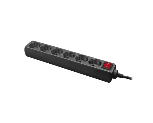 Steckdosenleiste 6-fach, 1,4 m, Schwarz