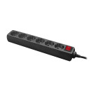 Steckdosenleiste 6-fach, 1,4 m, Schwarz
