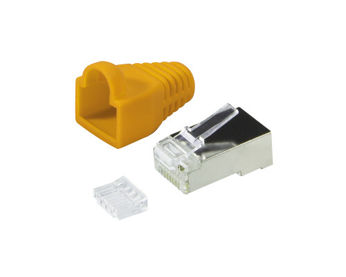 Steckverbinder Kat.6 RJ45 100er Set, geschirmt, gelbe T&uuml;lle