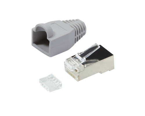Steckverbinder Kat.6 RJ45 100er Set, geschirmt, graue T&uuml;lle