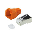 Steckverbinder Kat.6 RJ45 100er Set, geschirmt, orange T&uuml;lle