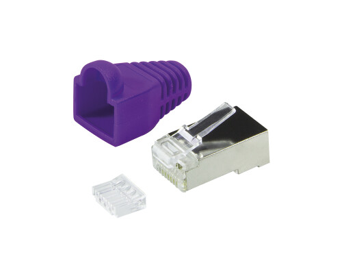Steckverbinder Kat.6 RJ45 100er Set, geschirmt, violette T&uuml;lle