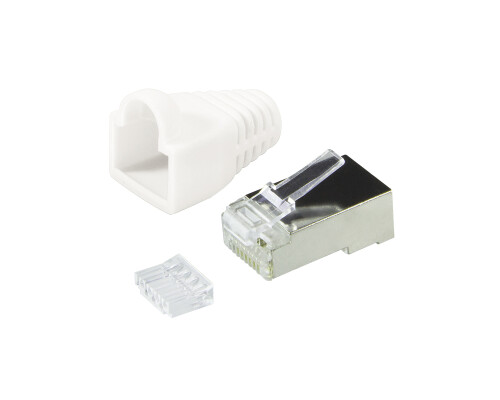 Steckverbinder Kat.6 RJ45 100er Set, geschirmt, wei&szlig;e T&uuml;lle