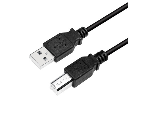 Kabel USB 2.0 Anschluss A-&gt;B 2x Stecker, schwarz, 5m