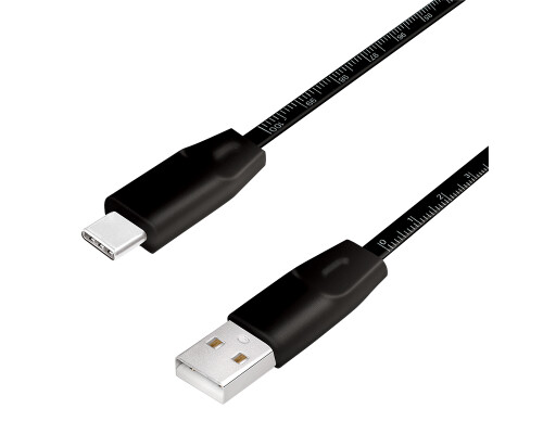 USB 2.0 Kabel USB-A Stecker zu USB-C Stecker, schwarz, 1m