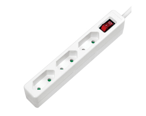 Steckdosenleiste 3-fach mit Schalter, 3x CEE 7/16, wei&szlig;