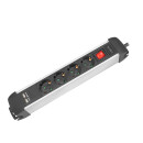 Steckdosenleiste 4-fach mit Schalter, 4x CEE 7/3 + 2x USB-A