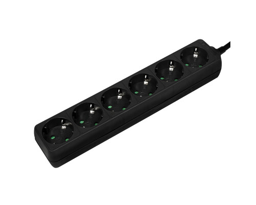 Steckdosenleiste 6-fach, 6x CEE 7/3, schwarz