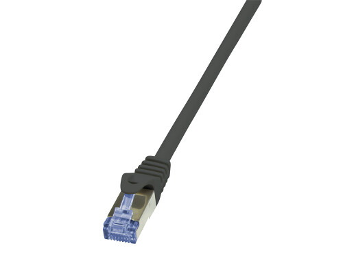 Patchkabel mit Cat.7 Rohkabel, schwarz 0,3m