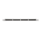 Cat.6A Patchpanel 24 Ports, geschirmt, 19" Einbau, 0,5 HE, hellgrau