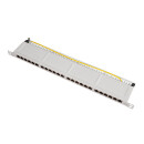 Cat.6A Patchpanel 24 Ports, geschirmt, 19" Einbau, 0,5 HE, hellgrau
