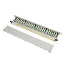 Cat.6A Patchpanel 24 Ports, geschirmt, 19" Einbau, 0,5 HE, hellgrau