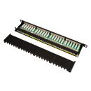 Cat.6A Patchpanel 24 Ports, geschirmt, 19" Einbau, 0,5 HE, schwarz