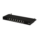 Cat.6A Mini Patchpanel 8 Ports, geschirmt, Desktop/Wand, 0,5 HE, schwarz