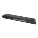 Cat.6A Patchpanel 16 Ports, geschirmt, 19" Einbau, 1 HE, schwarz