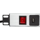 19" Steckdosenleiste mit 8 x USB Ladefunktion, mit Schalter