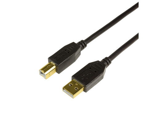 USB 2.0 Verbindungskabel, USB-A Stecker auf USB-B Stecker, 2m, schwarz